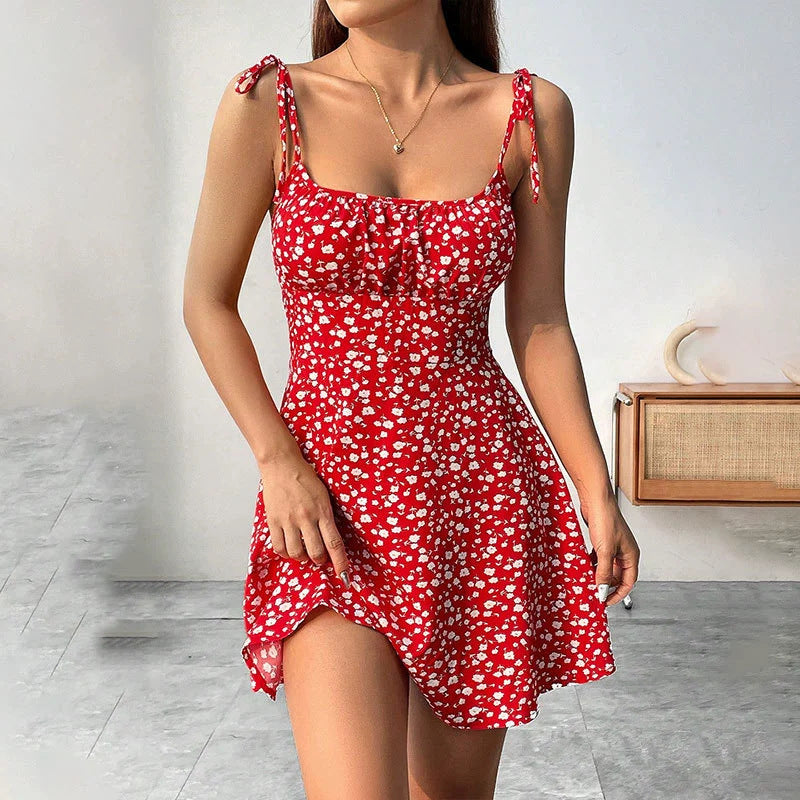 Floral Summer Dress –  A-Line Slim Casual Style