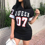 Oversized Jersey T-Shirt - Casual V-Neck T-Shirt Mini Dress - Luxxella
