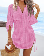 Side Pleated Summer Dress -  Tie Style Design - Luxxella