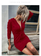 Slim‑Fit Sweater Dress – Sheath Silhouette Long Sleeve Style - Luxxella