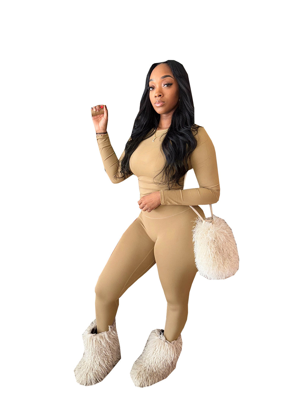 Long Sleeve Top & Leggings Set – High Stretch Matching Activewear - Luxxella