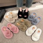 Premium Faux Fur Slippers – Thick 7 cm Sole, Open‑Toe Comfy Style - Luxxella