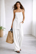 2-Piece Jumpsuit Set – Summer Sleeveless Top and Matching Pants - Luxxella