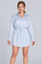Ensemble 2 pièces surdimensionné chemise boutonnée et short pour femme, taille élastique avec cordon de serrage, style barboteuse/combinaison