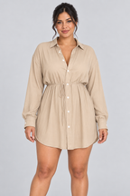Ensemble 2 pièces surdimensionné chemise boutonnée et short pour femme, taille élastique avec cordon de serrage, style barboteuse/combinaison