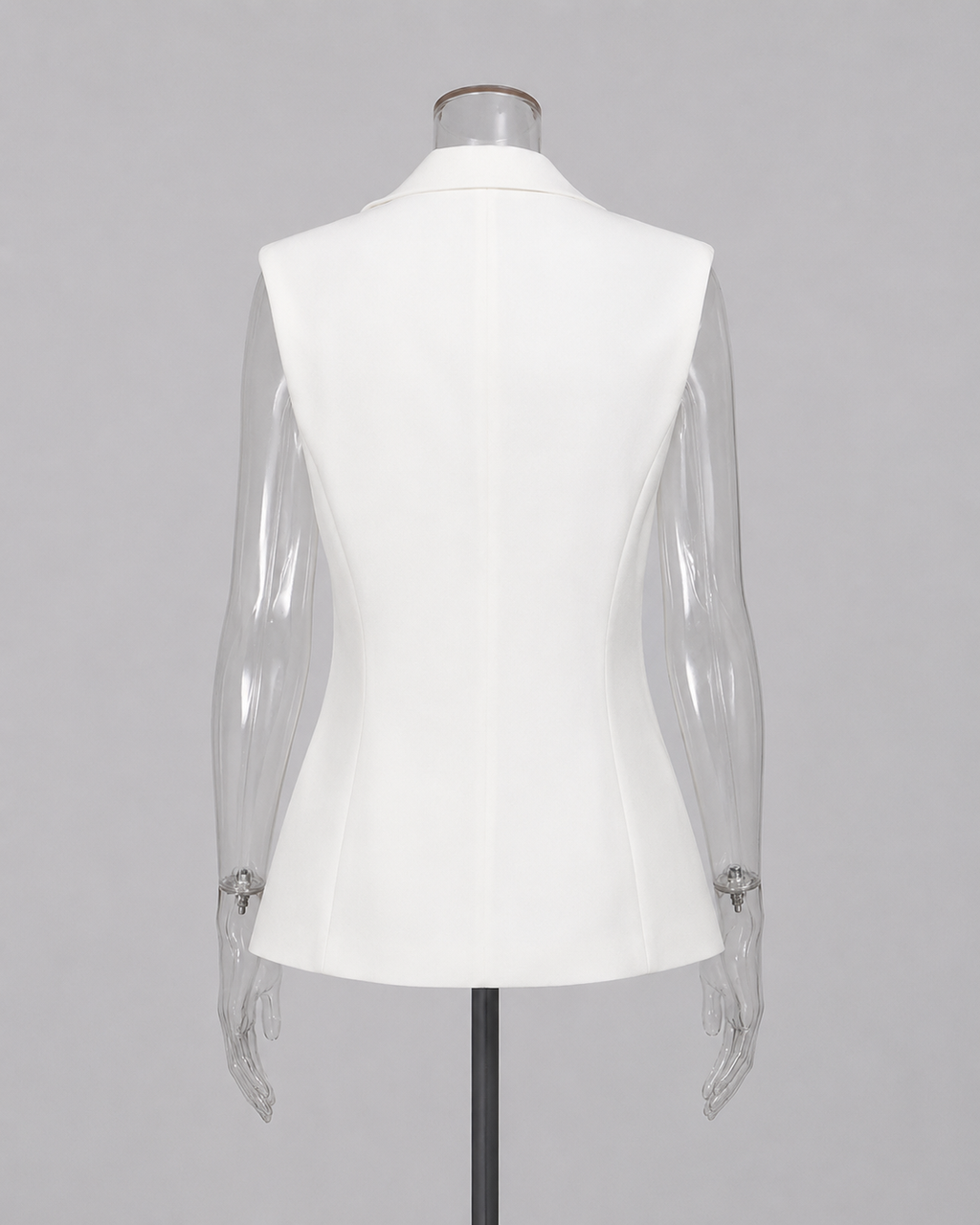 2-Piece White Bridal Co-ord Set - Sleeveless V-Neck Blazer Vest & Wide-Leg Trousers with Flower Embroidery
