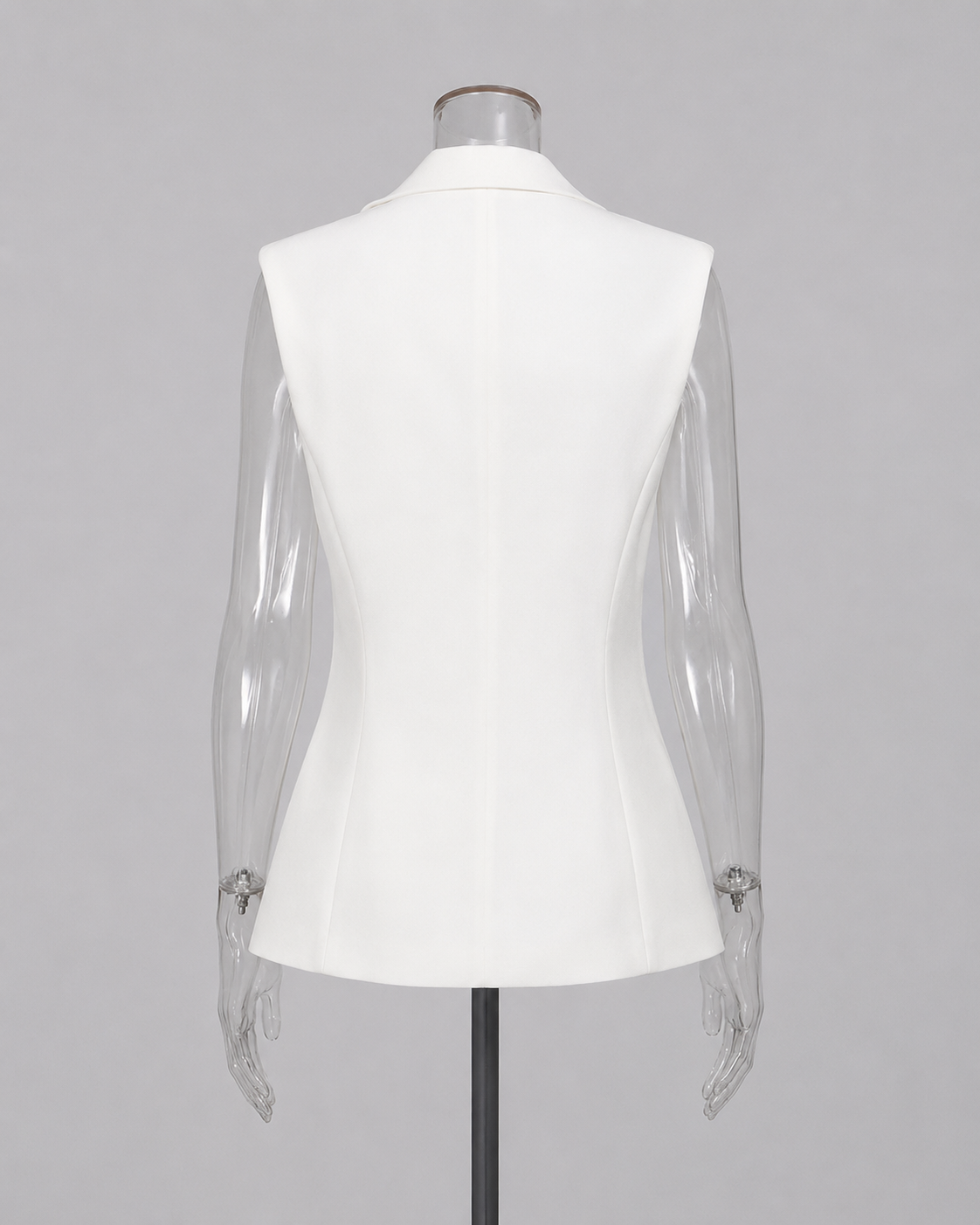 2-Piece White Bridal Co-ord Set - Sleeveless V-Neck Blazer Vest & Wide-Leg Trousers with Flower Embroidery