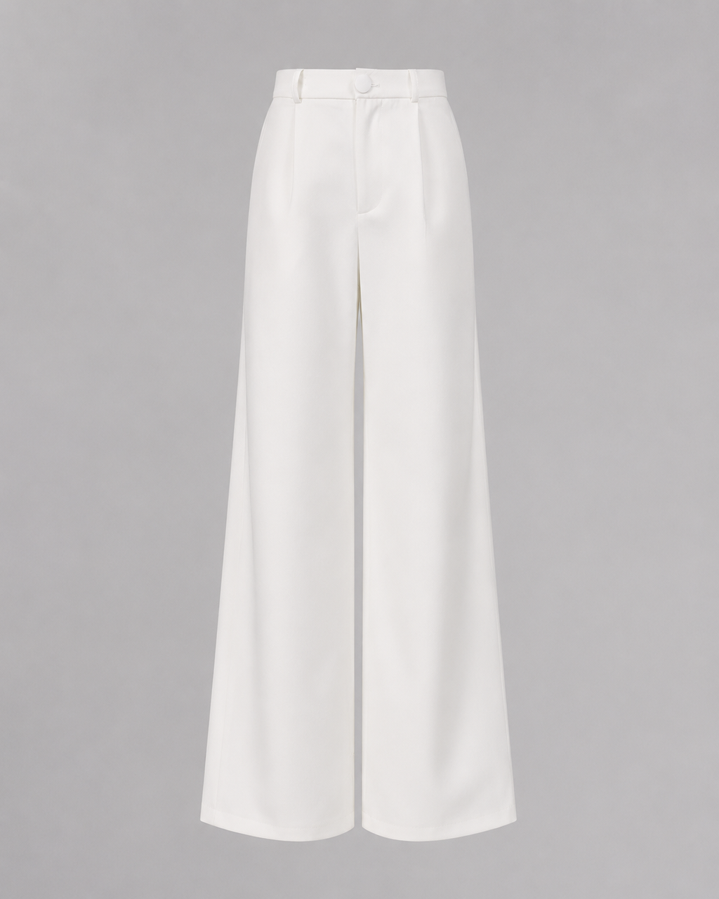 2-Piece White Bridal Co-ord Set - Sleeveless V-Neck Blazer Vest & Wide-Leg Trousers with Flower Embroidery