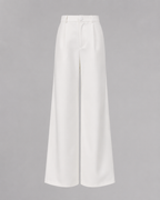 2-Piece White Bridal Co-ord Set - Sleeveless V-Neck Blazer Vest & Wide-Leg Trousers with Flower Embroidery
