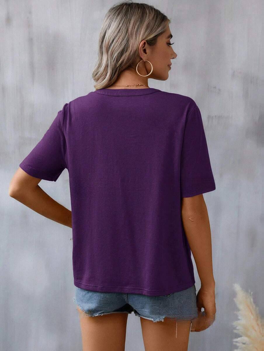 Floral Embroidered Blouse – Short Sleeve V Neck Summer Top - Luxxella