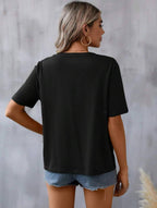 Floral Embroidered Blouse – Short Sleeve V Neck Summer Top - Luxxella