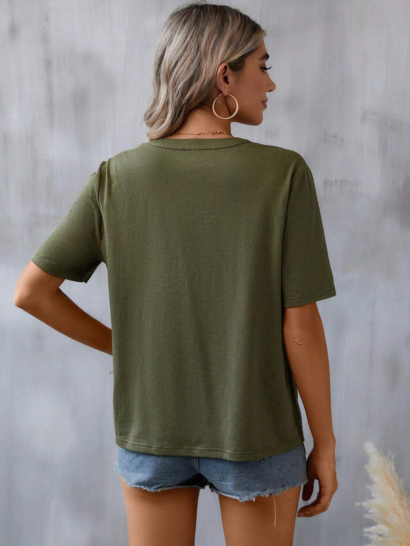 Floral Embroidered Blouse – Short Sleeve V Neck Summer Top - Luxxella