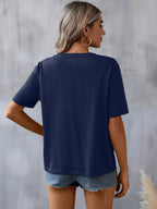 Floral Embroidered Blouse – Short Sleeve V Neck Summer Top - Luxxella