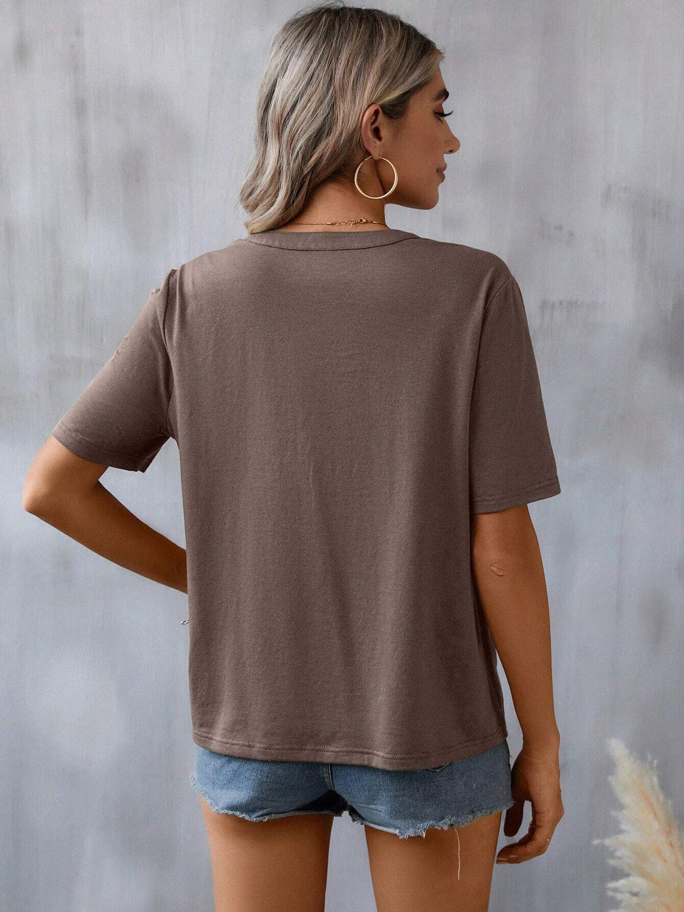 Floral Embroidered Blouse – Short Sleeve V Neck Summer Top - Luxxella