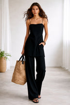 2-Piece Jumpsuit Set – Summer Sleeveless Top and Matching Pants - Luxxella