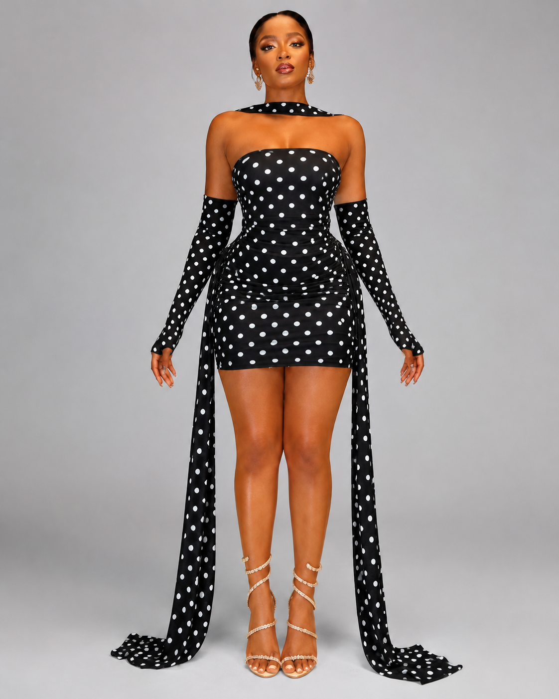 bodycon tube dress Cecilia Black Satin Strapless Mini - Size M - with Off-Center Slit over neckline Ruffle Agenda Tube Bodycon Mini