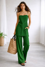 2-Piece Jumpsuit Set – Summer Sleeveless Top and Matching Pants - Luxxella