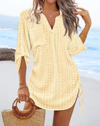 Side Pleated Summer Dress -  Tie Style Design - Luxxella