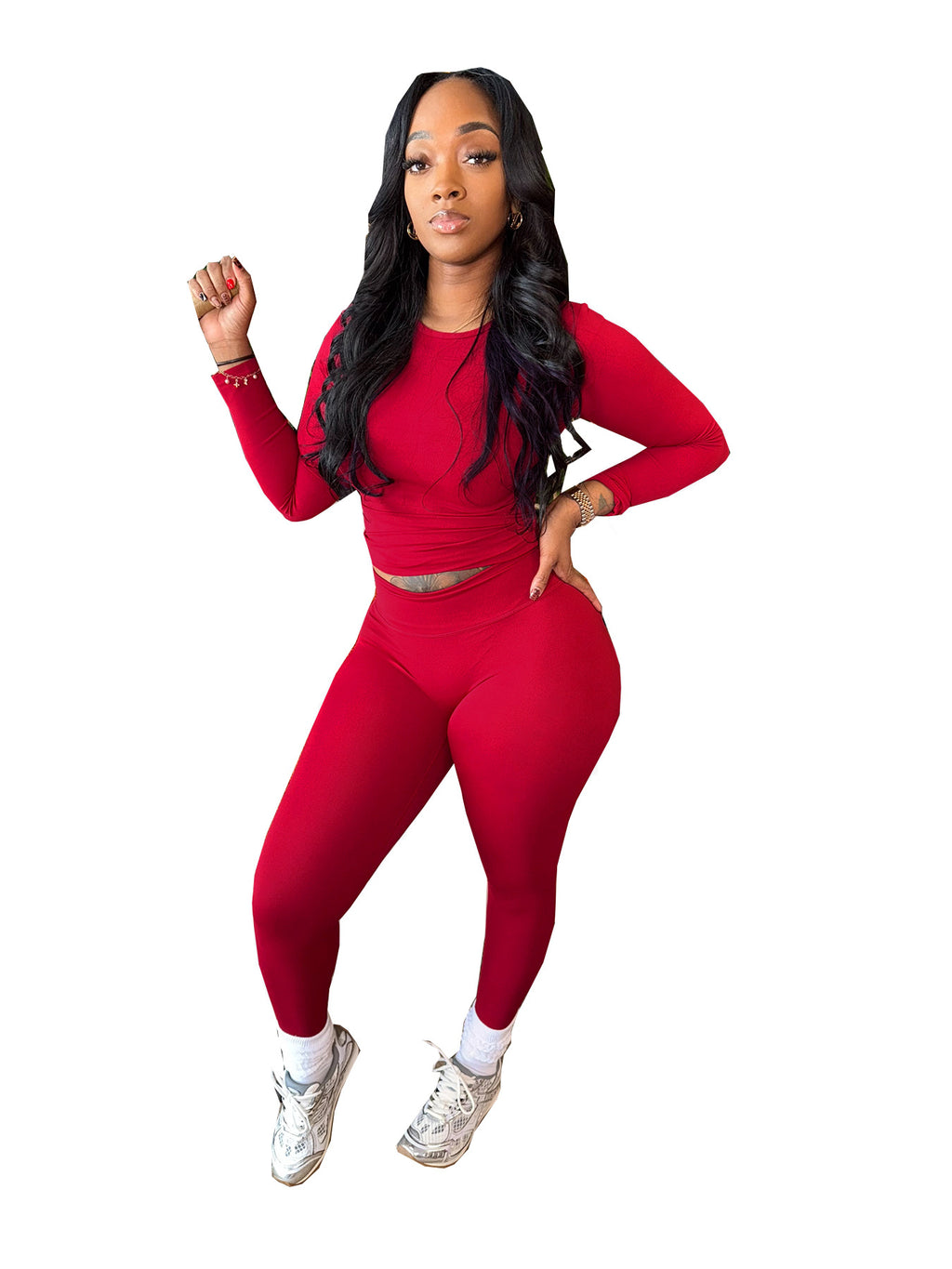 Long Sleeve Top & Leggings Set – High Stretch Matching Activewear - Luxxella