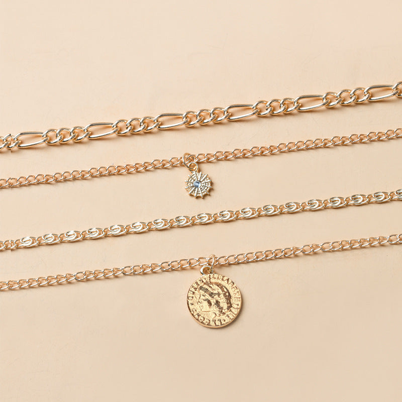 Gold & Silver Layered Necklace – Coin Pendant Jewelry - Luxxella