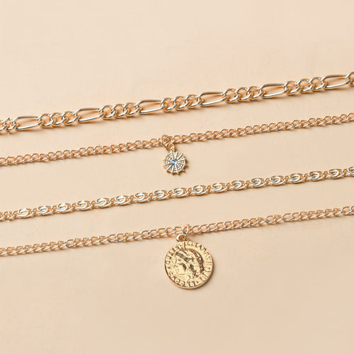 Gold & Silver Layered Necklace – Coin Pendant Jewelry - Luxxella