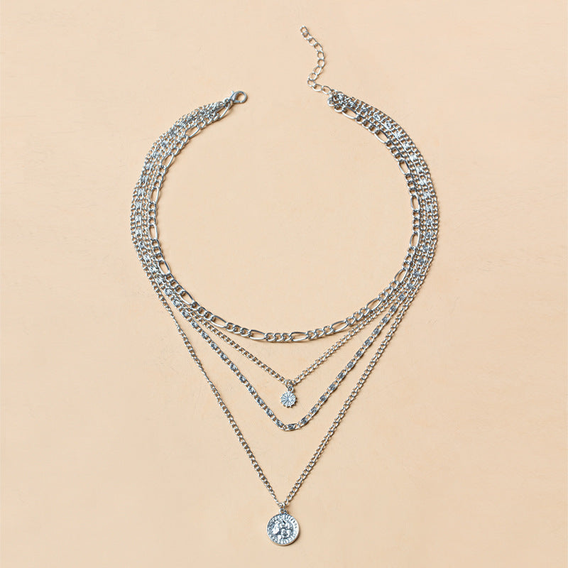 Gold & Silver Layered Necklace – Coin Pendant Jewelry - Luxxella