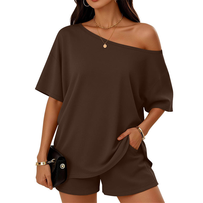 Off Shoulder Top & Shorts Set – Matching Casual Lounge Outfit - Luxxella