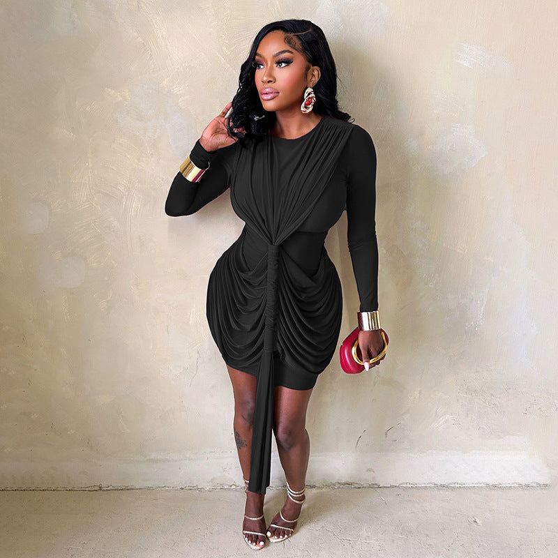 Robe Courte Femme – Modèle Fourreau Élégant Coupe Cintrée Manches Longues