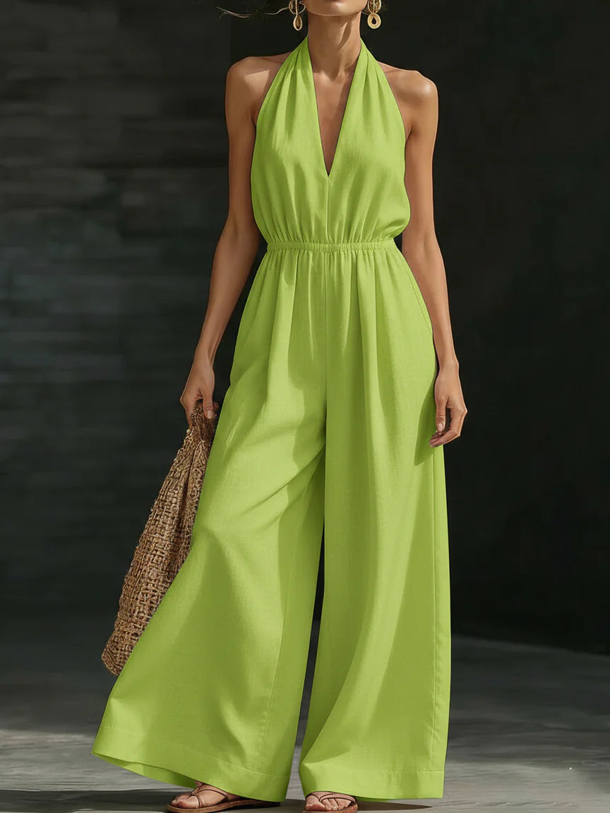 V-Neck Halter Jumpsuit – Elegant Summer Outfit