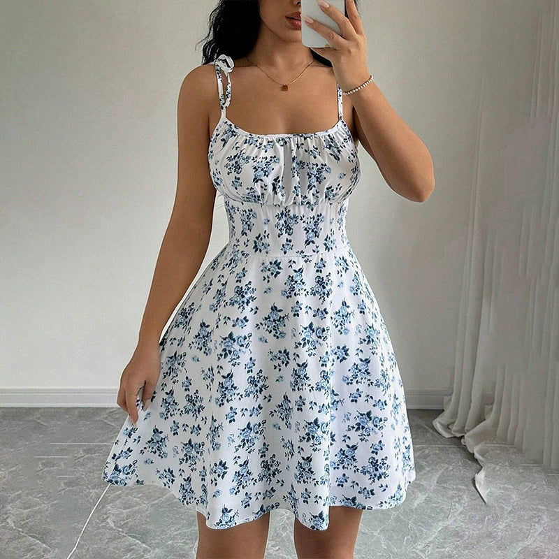 Floral Summer Dress –  A-Line Slim Casual Style