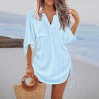 Side Pleated Summer Dress -  Tie Style Design - Luxxella