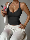 Workout Tops for Women – Summer Camisole Racerback V‑Neck Slim Fit Ribbed - Luxxella