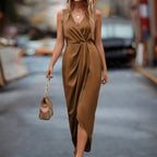 Wrap Maxi Dress – Sleeveless Asymmetrical Split Dress