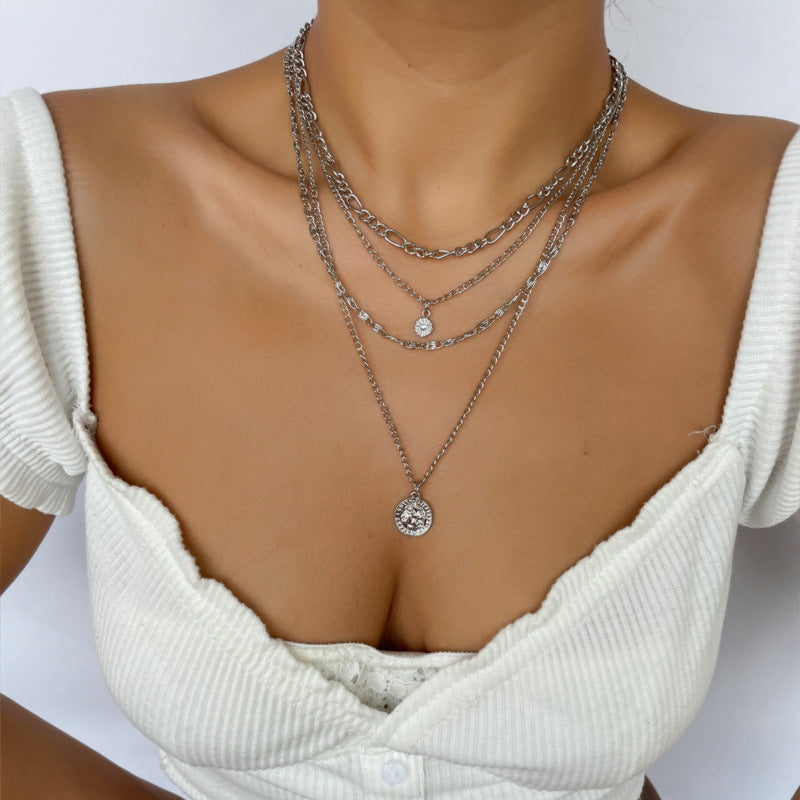 Gold & Silver Layered Necklace – Coin Pendant Jewelry - Luxxella