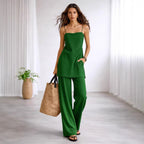 2-Piece Jumpsuit Set – Summer Sleeveless Top and Matching Pants - Luxxella