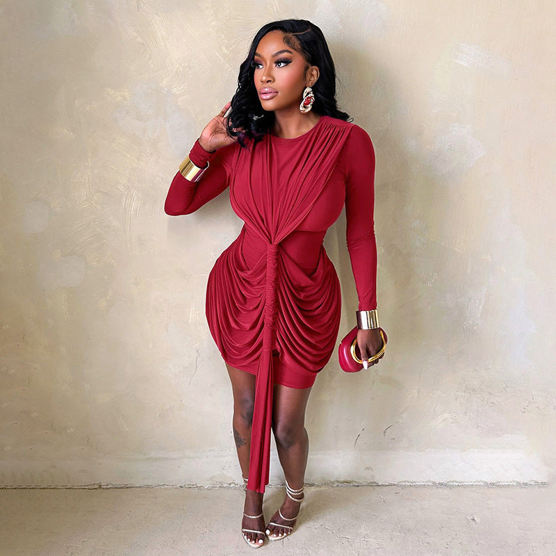 Robe Courte Femme – Modèle Fourreau Élégant Coupe Cintrée Manches Longues