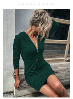 Slim‑Fit Sweater Dress – Sheath Silhouette Long Sleeve Style - Luxxella