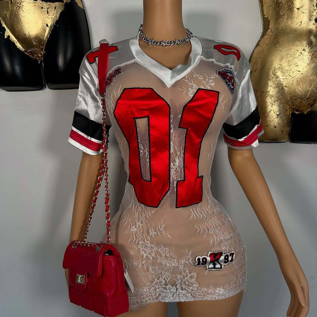 Women’s Summer Lace Embroidered Dress – Short Sleeve Slim Fit Dress