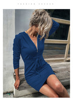 Slim‑Fit Sweater Dress – Sheath Silhouette Long Sleeve Style - Luxxella