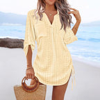 Side Pleated Summer Dress -  Tie Style Design - Luxxella