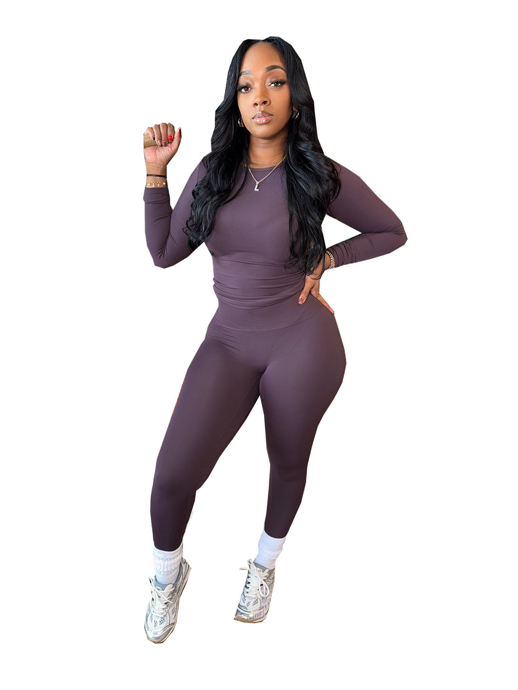 Long Sleeve Top & Leggings Set – High Stretch Matching Activewear - Luxxella