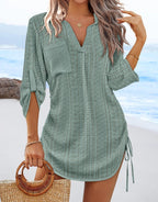 Side Pleated Summer Dress -  Tie Style Design - Luxxella