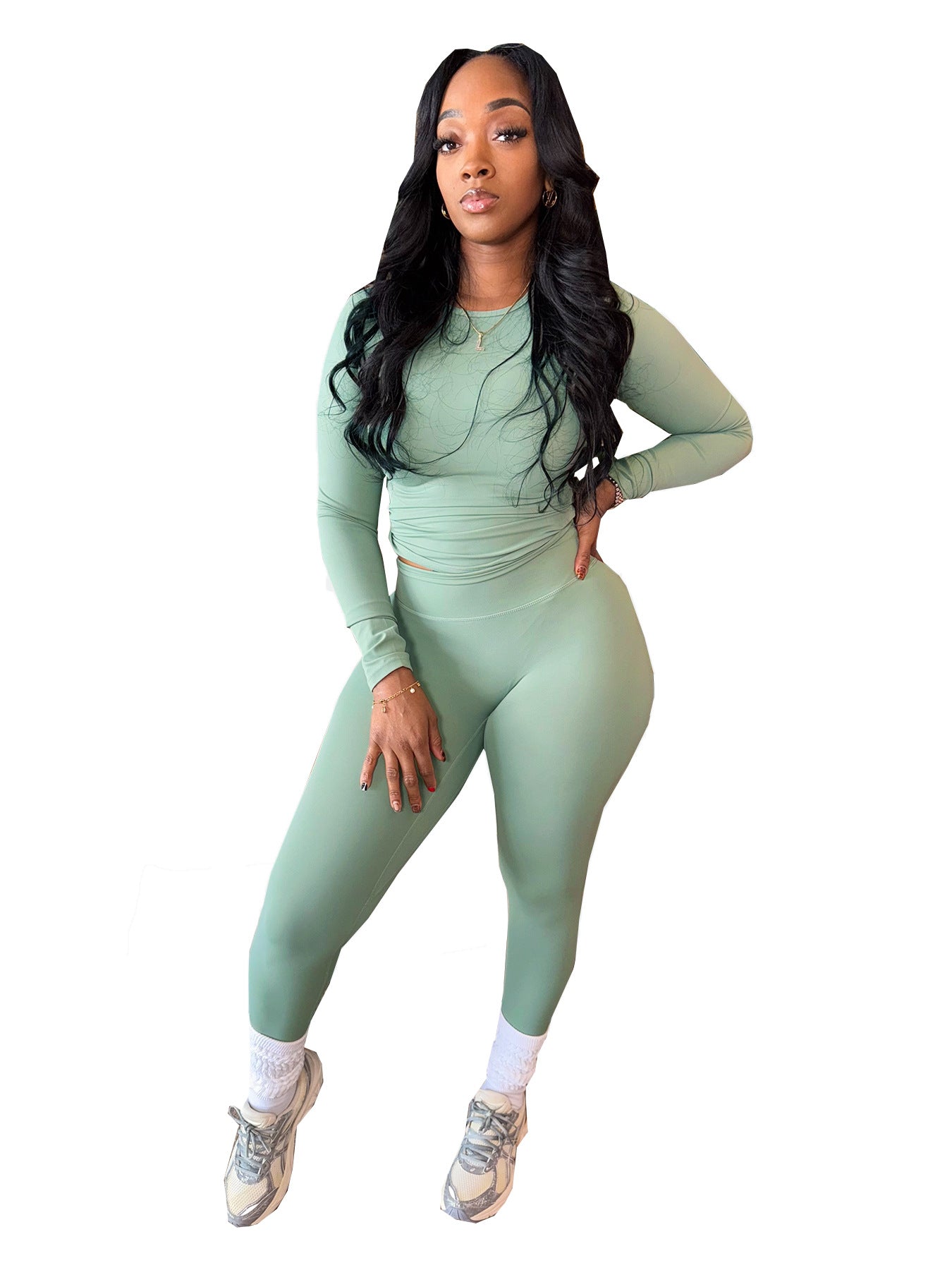Long Sleeve Top & Leggings Set – High Stretch Matching Activewear - Luxxella