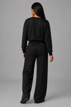 Women's Rhinestone Embellished Sweatshirt & Jogger Set — Glitter Two-Piece Lounge Tracksuit