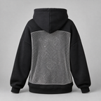 Women's Backless Rhinestone Mesh Hoodie - Open Back Oversized Crystal Chain Sweatshirt for nights out
