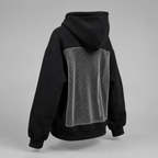 Women's Backless Rhinestone Mesh Hoodie - Open Back Oversized Crystal Chain Sweatshirt for nights out