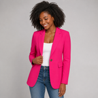 Casual Blazer Jacket - Lightweight One-Button Work Office Suit Coat - Luxxella