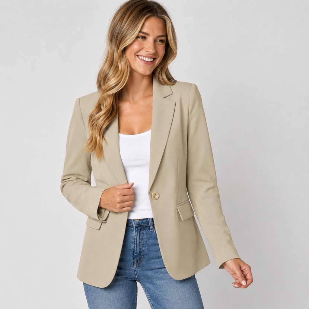 Casual Blazer Jacket - Lightweight One-Button Work Office Suit Coat - Luxxella
