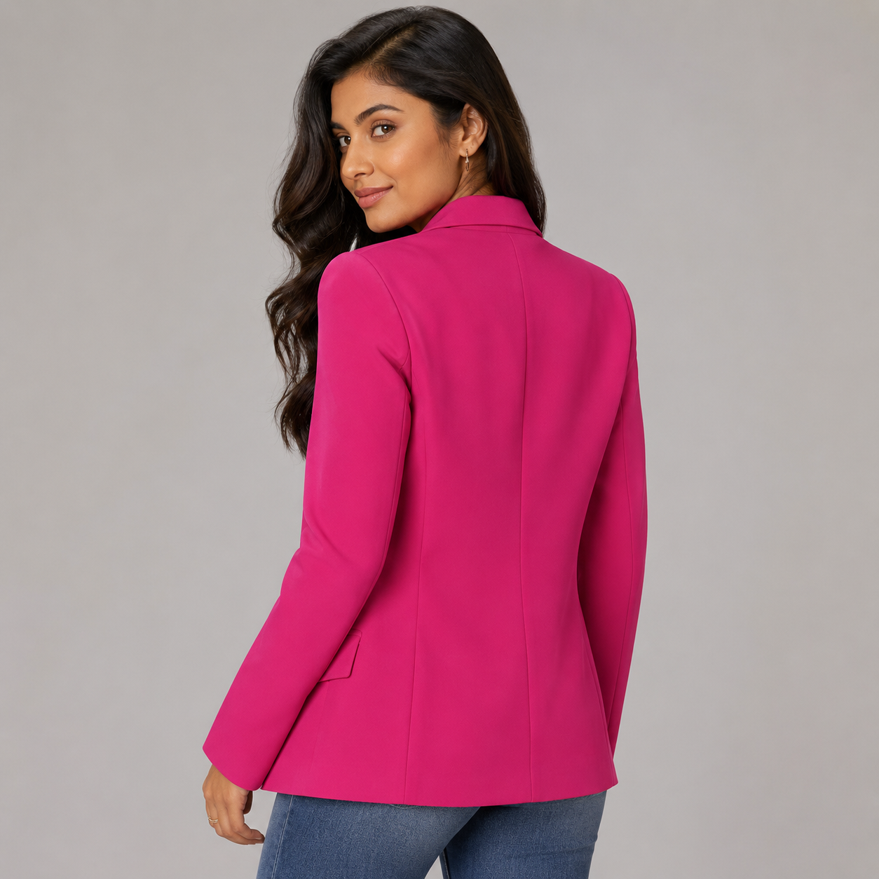 Casual Blazer Jacket - Lightweight One-Button Work Office Suit Coat - Luxxella