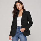 Casual Blazer Jacket - Lightweight One-Button Work Office Suit Coat - Luxxella